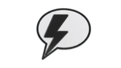Speech Bubble with Black Lightning Bolt Icon