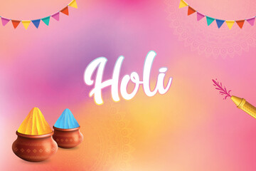 Colorful Happy Holi Background. Festival of Colors Celebration Vector Illustration. Indian Hindu Festival Concept For E-commerce Sale, Greetings, Poster, Banner.