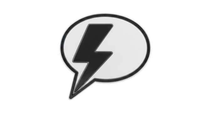 Speech Bubble with Black Lightning Bolt Icon - Powered by Adobe