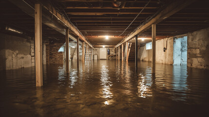 Flooded basement of an old building