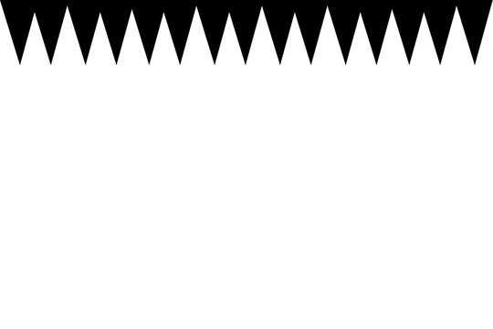 Black Sawtooth Zig Zag Top Border Frame Design on White Background