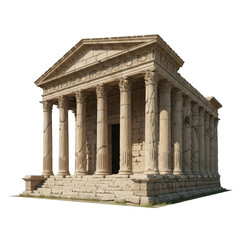Fototapeta premium Ancient stone building with columns isolated on transparent background