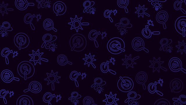 Seamless looping animation of strategy and insight line icons with targets, arrows, light bulbs, and search symbols. Perfect for planning, analytics, and decision making videos.
