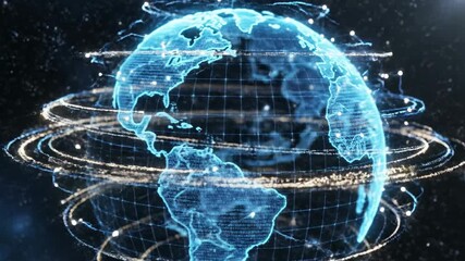 Digital earth globe futuristic technology concept network connection visualization - Powered by Adobe