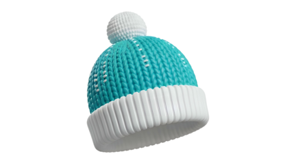 Blue and White Knitted Woolen Winter Hat.