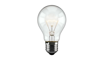 Clear Light Bulb with Filament Visible.