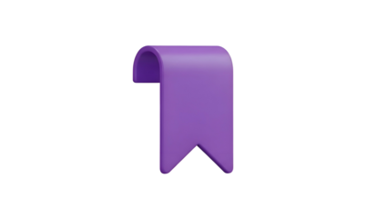 Purple 3D Ribbon Bookmark Icon.