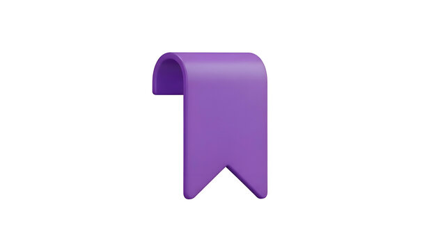 Purple 3D Ribbon Bookmark Icon.