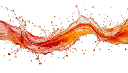 Vibrant Orange and Red Juice Splash Frozen in Mid-Air Isolated on White 