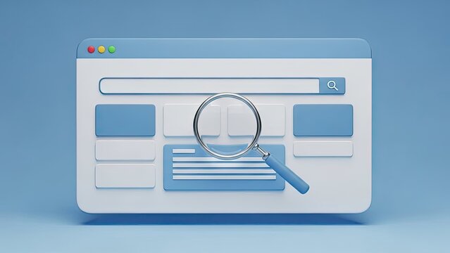Web Browser Interface with Magnifying Glass for Search Engine Optimization.