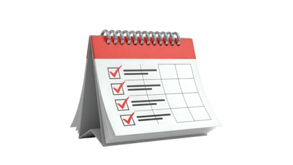 Desk Calendar with Checked Dates Marked.