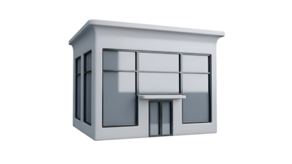 Modern Small White Security Booth Building.