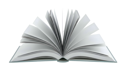 Open book with pages fanned out.