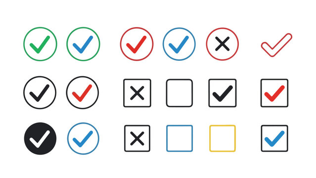 Checkmarks and checkboxes icons set