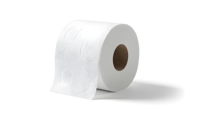 Fototapeta premium Plain Toilet Paper Roll Isolated on White Background Household Item 