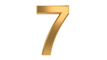 Golden Number Seven Metallic Digit.