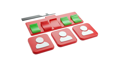 3D Render of User Icons and Toggle Switches