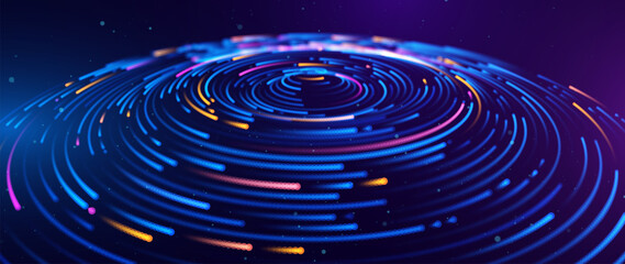 Fototapeta na wymiar Cyber Big Data Flow Particles Bokeh. Digital Neural Network. Concept of AI Artificial Intelligence Technology Machine Deep Learning. Digital Communication. Science Technology Presentation Vector.