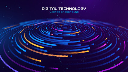 Cyber Big Data Flow Particles Bokeh. Digital Neural Network. Concept of AI Artificial Intelligence Technology Machine Deep Learning. Digital Communication. Science Technology Presentation Vector.