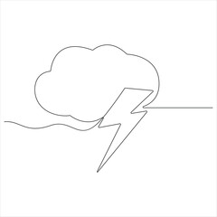 Continuous one line lightning bolt logo simple electric vector design