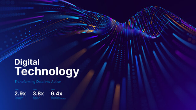 Big Data Flow AI Dots Particles Background. Digital Neural Network. Concept of Artificial Intelligence Technology Machine Deep Learning. Digital Communication. Science Technology Vector.