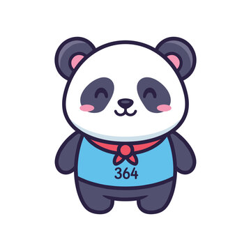 Adorable Cartoon Panda Bear Illustration with Number 364