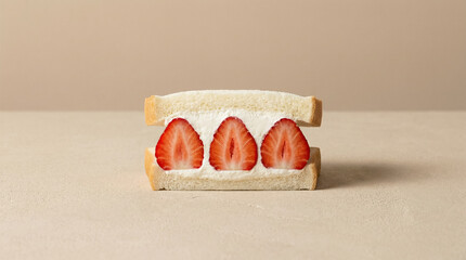 Minimal Strawberry Cream Sandwich on Table