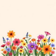 Colorful Flower Arrangement with Various Blooms on a Soft Background for Background Design and Decor Inspiration
