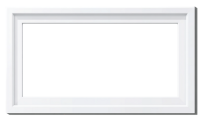 White rectangular frame with raised border isolated on transparent background