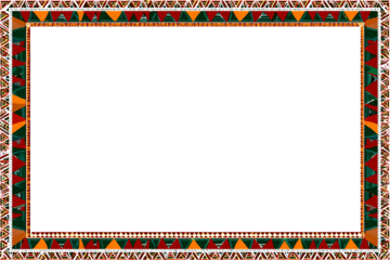Colorful ornate border frame with geometric pattern isolated on transparent background