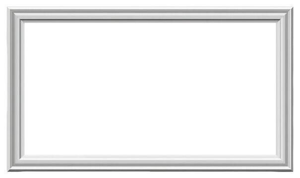 Silver picture frame on a transparent background for photo or art display