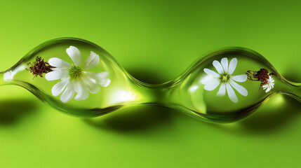 Dewy flowers in rainy day.