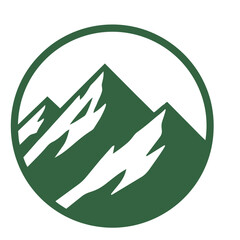 Mountain Range Icon in a round frame