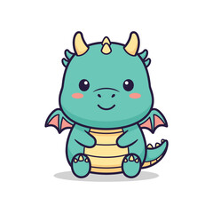 Obraz premium Adorable Cartoon Dragon Character Illustration