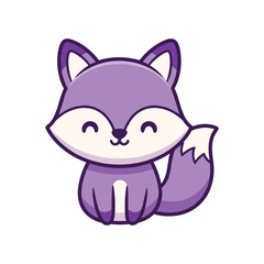 Obraz premium Purple Fox Cartoon Character Illustration