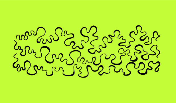 Bright, curved lines on a colored background. Hand-drawn bold wavy and swirling brush strokes in grunge style. Simple children's vector doodles and squiggles. Vector.