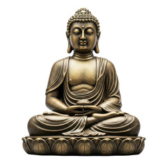 Bronze Buddha statue meditating on lotus
