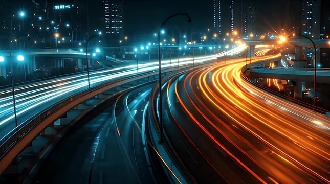 Night City Traffic Scene with Warm Orange and Teal Contrast
