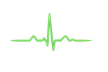 Green glowing heartbeat line showing pulse rhythm on cardiogram monitor for healthcare and medical concepts