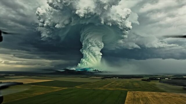 Supercell Thunderstorm over Farmland - Dramatic Weather Event