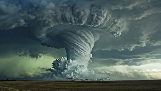 Supercell Storm: Rotating Mesocyclone with Funnel Cloud
