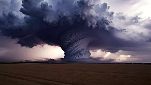 Dramatic Supercell Storm Over Rural Landscape