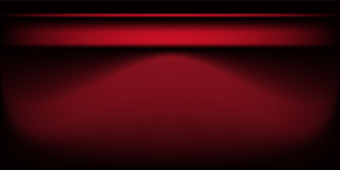 Red studio background. Abstract limbo podium studio room. Dark red gradient wall floor and spotlight scene. Showcase, promotion display. Vector stage mockup illustration