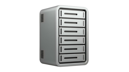 Silver Server Storage Device with Drawers.