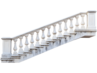 Minimal modern white concrete staircase, isolated on transparent background. Great for architecture, business growth visuals, clean layouts, and contemporary designs.