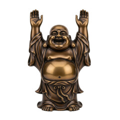 Fototapeta premium Bronze Buddha Statue Raising Hands Isolated Black