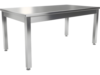 Modern metal table isolated on transparent background. Perfect for industrial interiors, furniture catalogs, office design, and minimalist spaces.