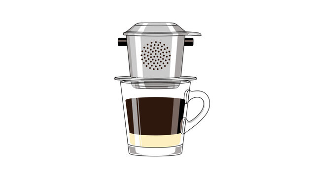 Traditional Vietnamese Drip Coffee Phin Filter Illustration