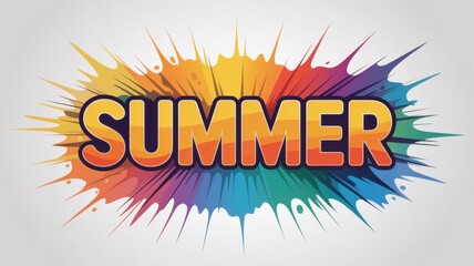 A vibrant explosion of colorful paint surrounds the word summer creating a dynamic and visually striking design high quality