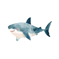 Obraz premium Cute Watercolor Shark Illustration Friendly Marine Animal for Kids Design.